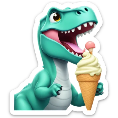 Dinosaur eating ice cream sticker