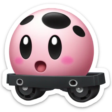 Metal cute black eyes Kirby ball driving on 4 car wheels sticker