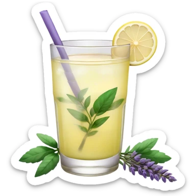 Lavender mint lemonade in a glass with a sprig of lavender  sticker