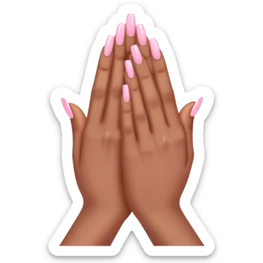 praying hands 🙏🏽 with light pink acrylic nails sticker