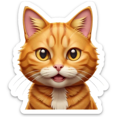 Cinematic Comical Ginger Tabby Cat Portrait Emoji, Head tilted dramatically with an exaggeratedly shocked or offended expression, sleek orange-brown fur with bold tabby stripes, wide amber eyes filled with exaggerated disbelief, Simplified yet hilariously expressive features, highly detailed, glowing with a slightly sassy glow, high shine, dramatic yet playful, stylized with an air of attitude, bright and endearing, soft glowing outline, capturing the essence of a sassy and over-the-top feline, so meme-worthy it feels like it could side-eye its way into internet fame instantly! sticker
