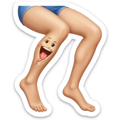 A human leg with a face on it sticker