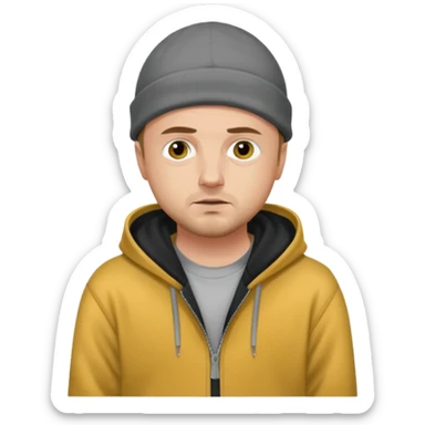 Illustrate Jesse Pinkman in hoodie & beanie with casual slouched pose. sticker