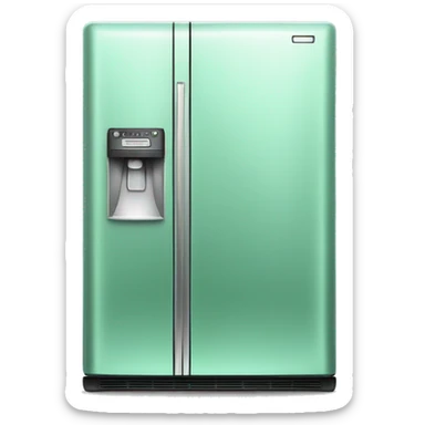 Realistic metallic mint green fridge isolated. sticker