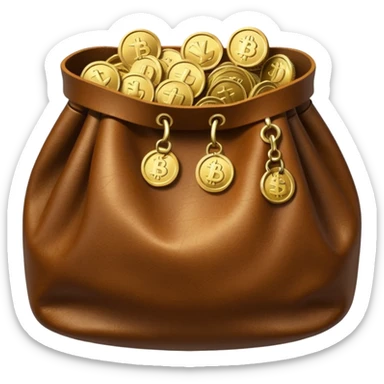 coins inside leather bag sticker
