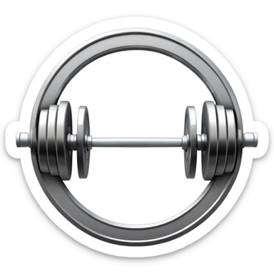An emblem symbolizing weightlifting with a stylized barbell in the center, set against a simple, clean background. The barbell is prominent and sleek, with no athlete included. The design is bold, modern, and minimalistic sticker