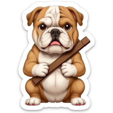 Bulldog holding a cross sticker