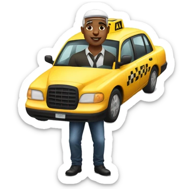 taxi driver with girls on his sides sticker