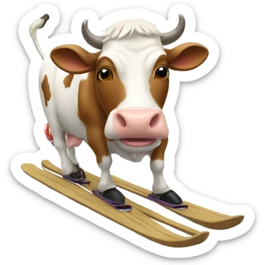 A cow skiing  sticker