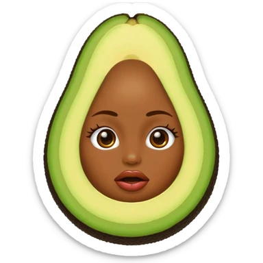 avocado with big lips and largue nails sticker