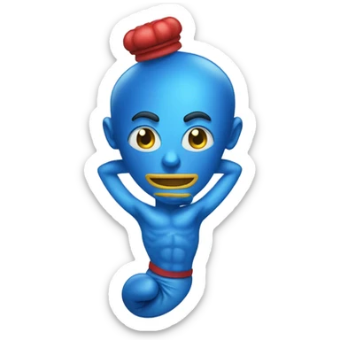 blue brainy genie with boxing gloves sticker