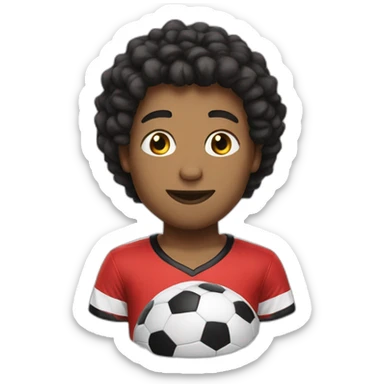 Black and white shitszu wearing a red soccer team t-shirt sticker