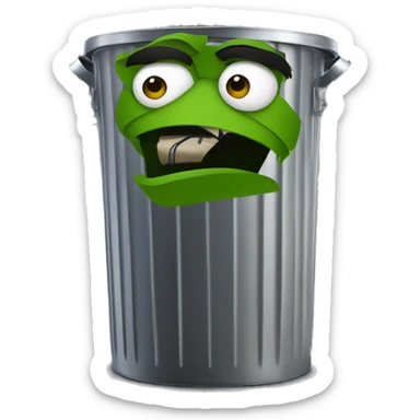 oscar the grouch inside metal trash can sticker