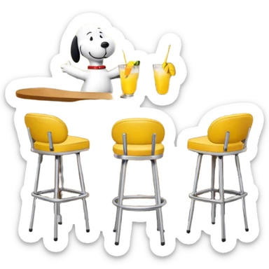 Snoopy and Woodstock at a bar sticker