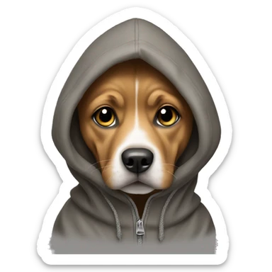 Dog wearing hoodie sticker