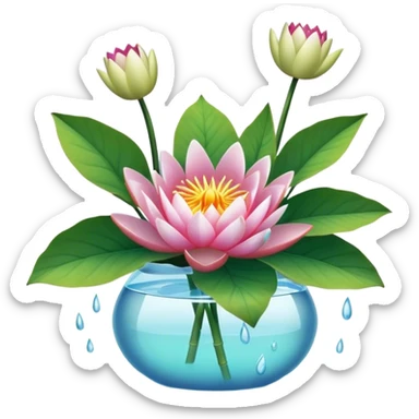 pot bouquet Water Lily, stem, Water Lily leaf sticker