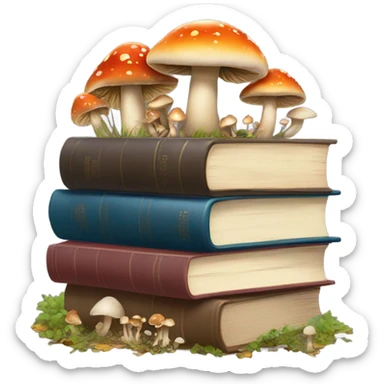 Book and mushrooms sticker