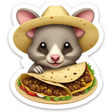 Possum with tacos with no lettuce  sticker