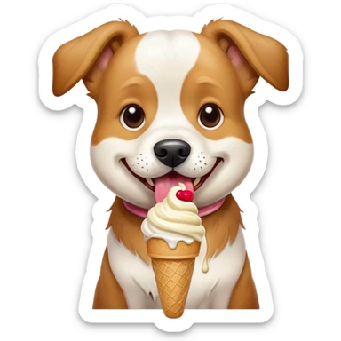 Pup eating ice cream
 sticker