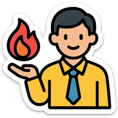 teacher with fire in hand sticker