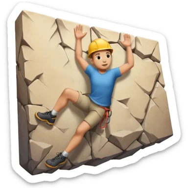 3D emoji style person climbing, wall pose, centered, soft shadow, white background. sticker