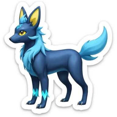Manectric-Electrike-Suicune-Umbreon-Draco-Fakémon-hybrid-creature (full body), 4 legs sticker