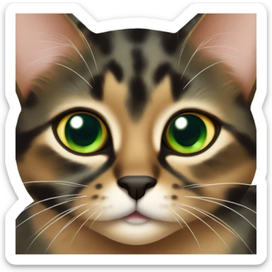 tortishell cat with green eyes sticker