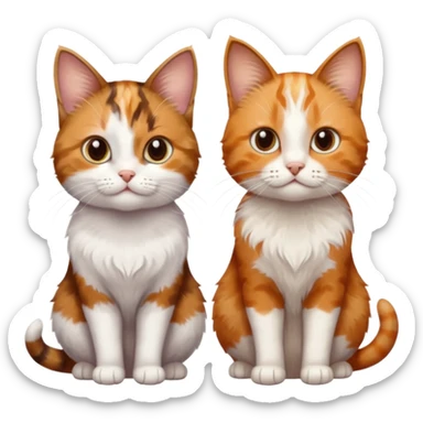 3 small cats each are different colours including a brown tabby and white, a patchy calico, and a ginger and white sticker
