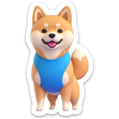 shiba inu standing happy, fitness sticker