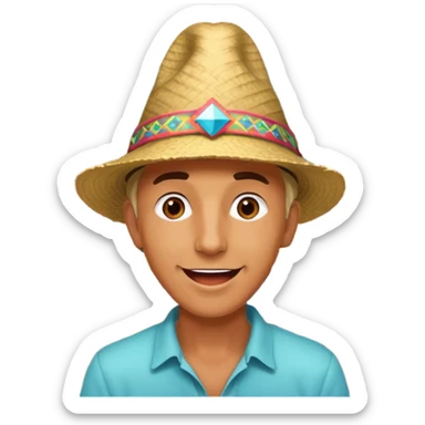 a guy excited with some festival background  sticker