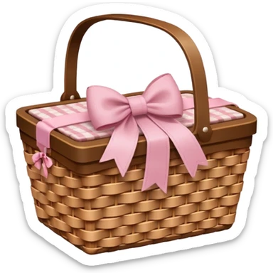 Picnic basket with light pink bow sticker