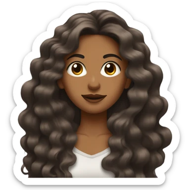 Brown woman with long wavy hair and puff chest taking a mirror pic sticker