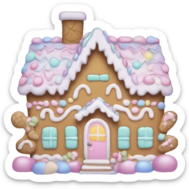 cute pastel gingerbread house sticker