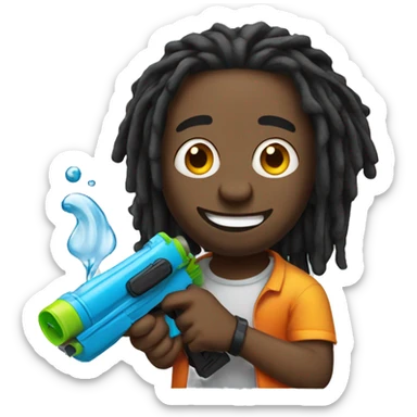 goofy  black guy with dreads and water gun sticker