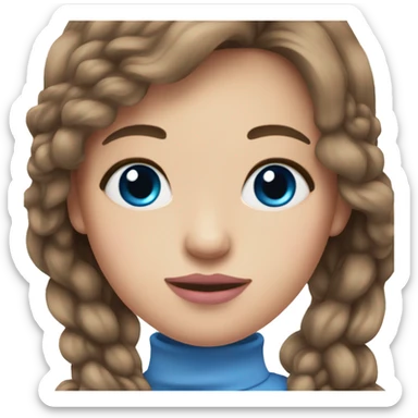 Girl with brown hair and blue eyes pink lips sticker