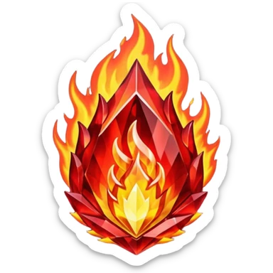 Red flaming crystal with a 💯 carved into the center of the crystal. sticker