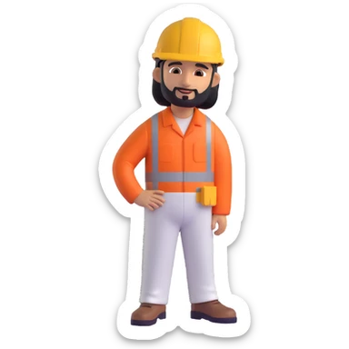 Arab in a worker's helmet, full length sticker