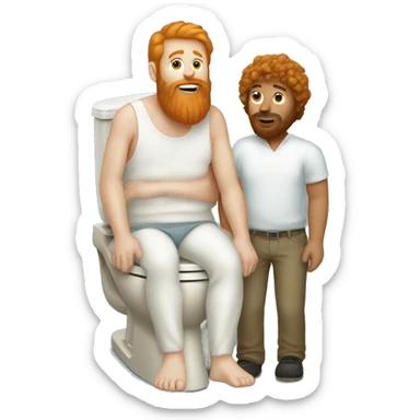 skibidi toliet holding man with ginger beard and hair fat sticker