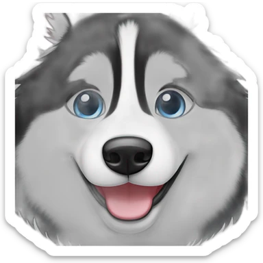 black and white Siberian husky smile  blue eyes sticker
