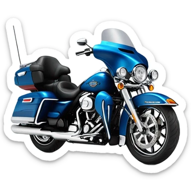 harley davidson ultra classic in big blue pearl and vivid black color scheme with recurve windshield and two shorter antennas  sticker