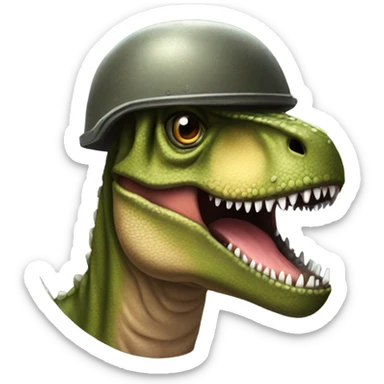 T-Rex wearing a soldier helmet sticker