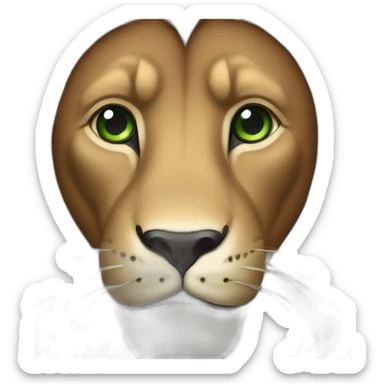 brown lion with a black  mane and green eyes sticker