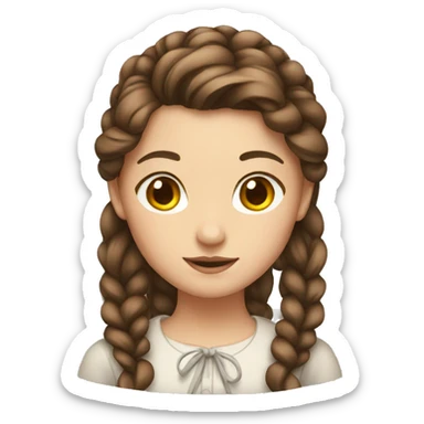 girl with brown hair and tied hair sticker
