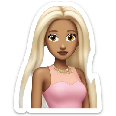 ariana grande, blonde hair, bleached eyebrows, wearing a pink fashion dress sticker