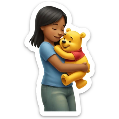 Winnie the Pooh hugging Maria  sticker