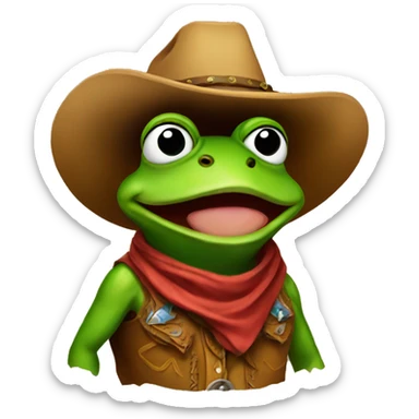 Cowboy frog sticker