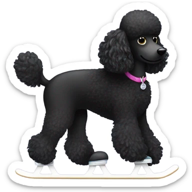 Black poodle ice skating sticker