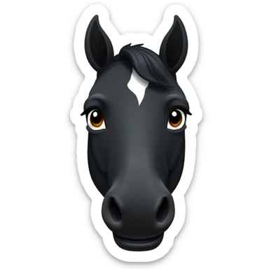 black horse with a white stripe on face smiling  sticker