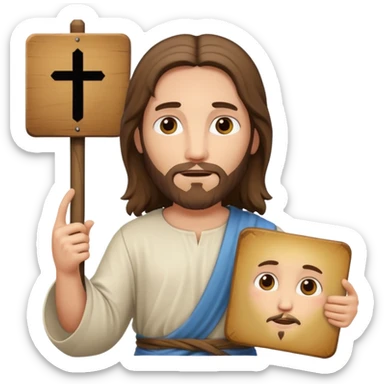 Jésus avec une pancarte dans ses mains dans ses mains sticker