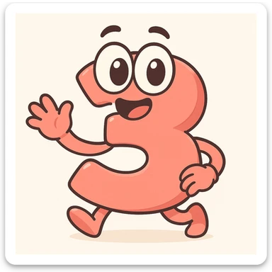 Add a cute, expressive cartoon face to the number 3, keeping the playful cartoon style consistent with chibi stickers style. sticker